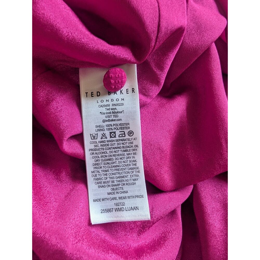 NWT Ted Baker Luaan Button Through Cami Midi Dress Ted 1 /US 4 Dark Pink 9HA77 - Picture 8 of 12